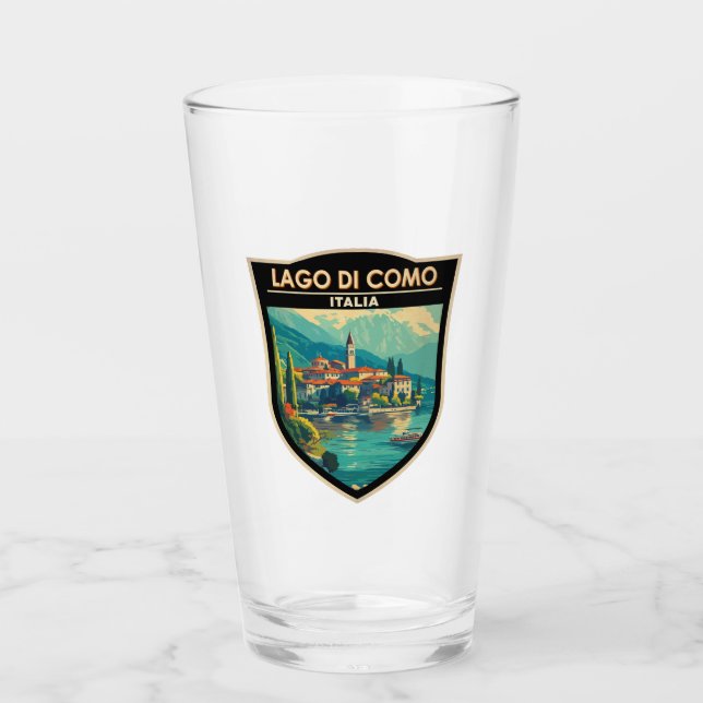 Lago di Como Italia Travel Art Badge Glass (Front)