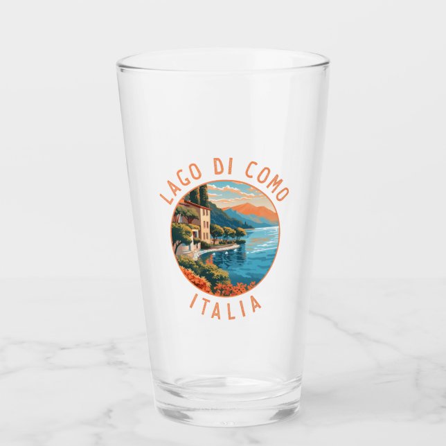 Lago di Como Italia Travel Art Vintage Glass (Front)