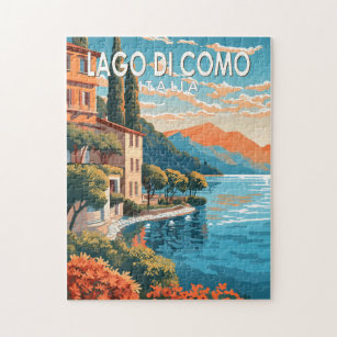 Lago di Como Italia Travel Art Vintage Jigsaw Puzzle