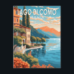 Lago di Como Italia Travel Art Vintage Postcard<br><div class="desc">Lake Como vector art design. Lake Como,  in Northern Italy’s Lombardy region,  is an upscale resort area known for its dramatic scenery,  set against the foothills of the Alps.</div>