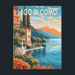 Lago di Como Italia Travel Art Vintage Postcard<br><div class="desc">Lake Como vector art design. Lake Como,  in Northern Italy’s Lombardy region,  is an upscale resort area known for its dramatic scenery,  set against the foothills of the Alps.</div>