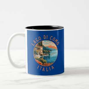 Lago di Como Italia Travel Art Vintage Two-Tone Coffee Mug