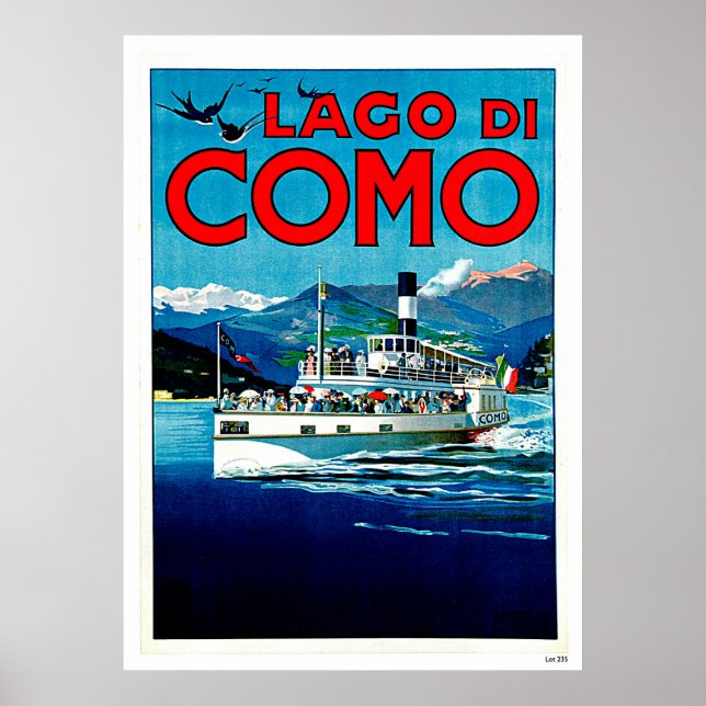Lago di Como Lake Italy Vintage Travel Poster (Front)