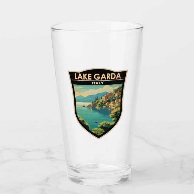 Lago di Garda Italia Travel Art Vintage Glass (Front)