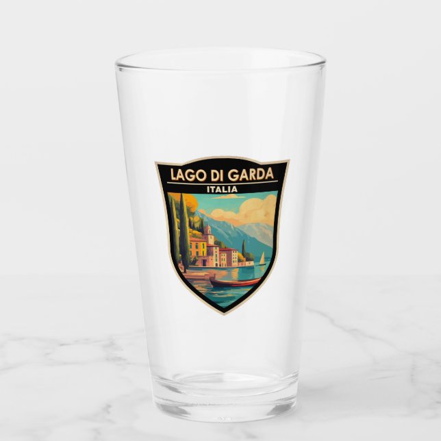 Lago di Garda Italia Travel Art Vintage Glass (Front)