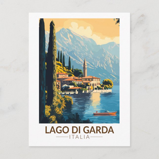 Lago di Garda Italia Travel Art Vintage Postcard (Front)