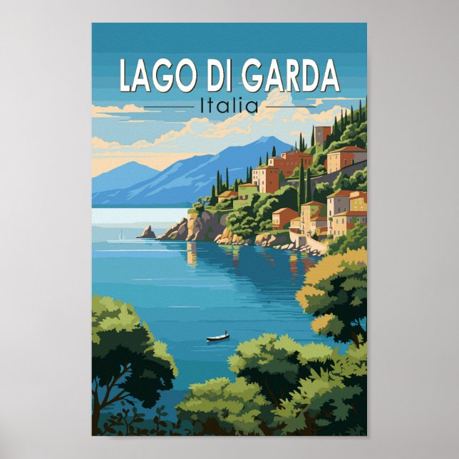 Lago di Garda Italia Travel Art Vintage Poster (Front)