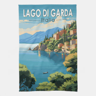 Lago di Garda Italia Travel Art Vintage Tea Towel