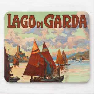 Lago di Garda, Lake Garda, Italy Vintage Travel, L Mouse Mat