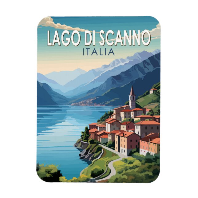Lago di Scanno Italia Travel Art Vintage Magnet (Vertical)