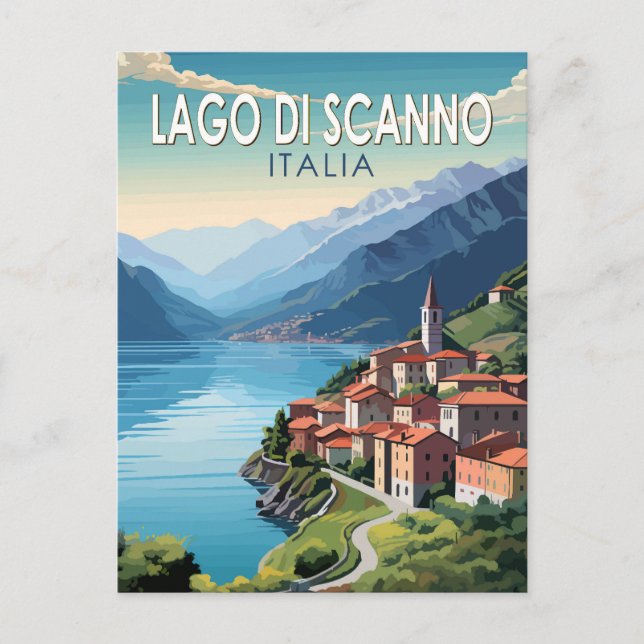 Lago di Scanno Italia Travel Art Vintage Postcard (Front)