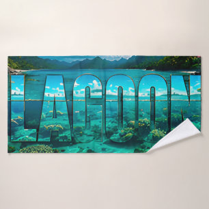 Lagoon Luxury Tropical Editorial Artwork Bath Towel