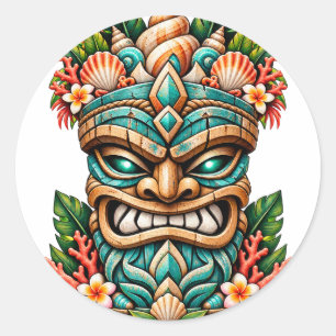 Lagoon Shell Tiki Round Sticker