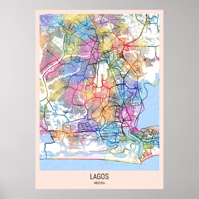  Lagos Nigeria City Map Poster (Front)