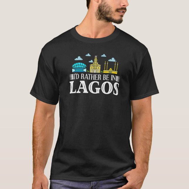 Lagos Nigeria City Skyline Map Travel  1 T-Shirt (Front)