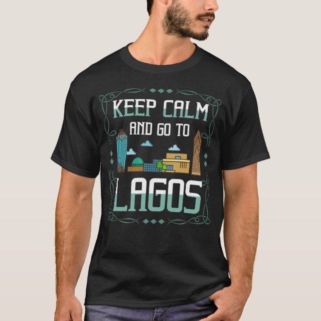 Lagos Nigeria City Skyline Map Travel T-Shirt (Front)