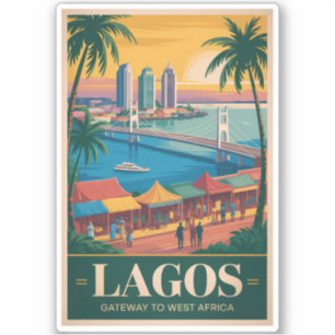 Lagos Nigeria Illustration Travel Art Vintage