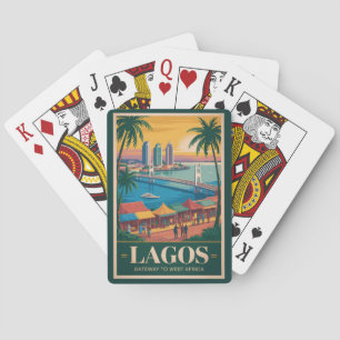 Lagos Nigeria Illustration Travel Art Vintage Playing Cards