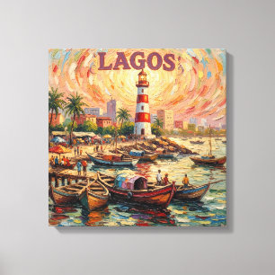 Lagos Nigeria Lighthouse Harbor Stretched Canvas Print
