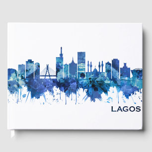 Lagos Nigeria Skyline Blue Guest Book