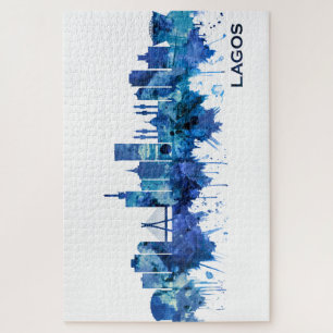 Lagos Nigeria Skyline Blue Jigsaw Puzzle