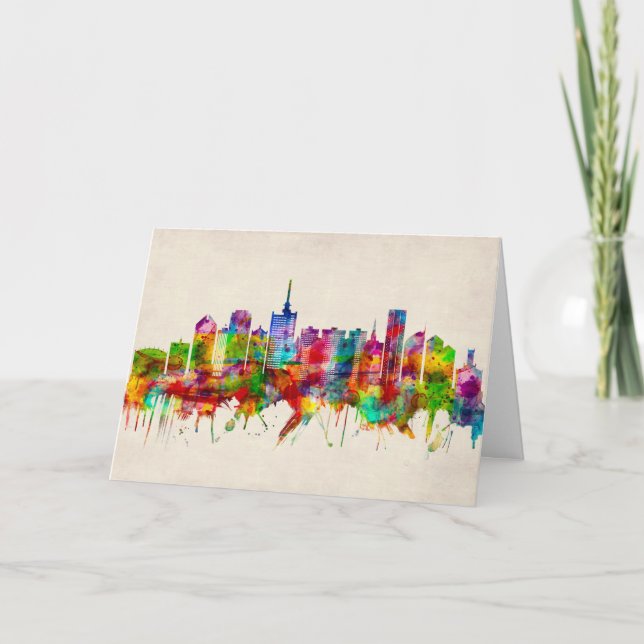 Lagos Nigeria Skyline Holiday Card (Front)