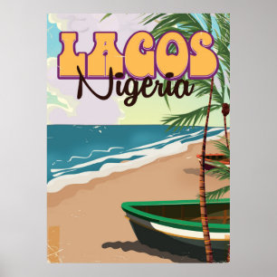 Lagos, Nigeria vintage travel poster