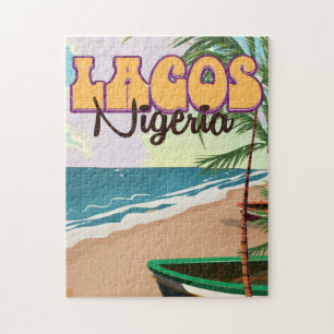 Lagos, Nigeria vintage travel poster Jigsaw Puzzle
