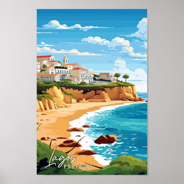 Lagos Portugal Art vintage travel illustration Poster (Front)