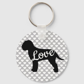 Lagotto Love Back & White With Hearts Key Ring