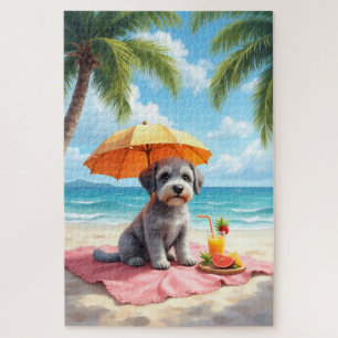 Lagotto Romagnolo Beach Scene Jigsaw Puzzle