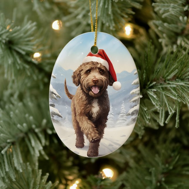 Lagotto Romagnolo Christmas Ceramic Tree Decoration (Tree)