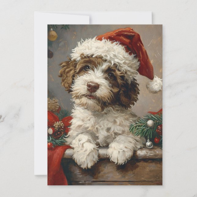 Lagotto Romagnolo Christmas Holiday Card (Front)