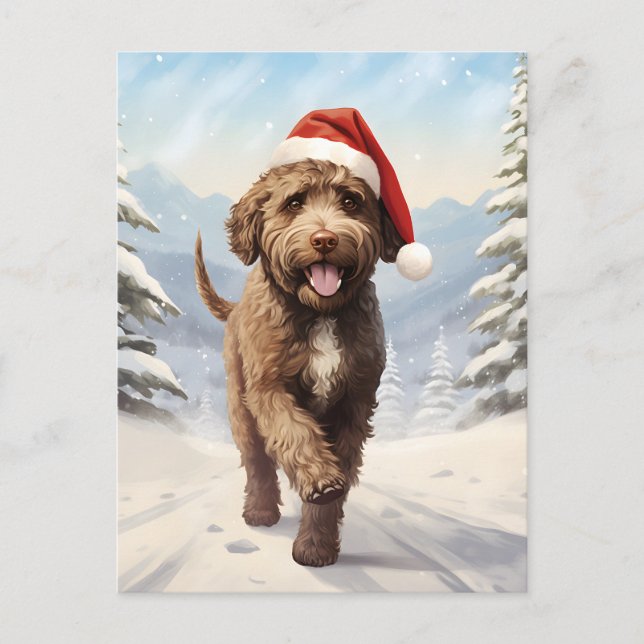 Lagotto Romagnolo Christmas Holiday Postcard (Front)