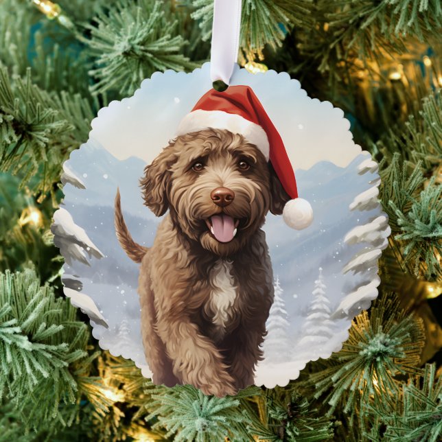 Lagotto Romagnolo Christmas Tree Decoration Card (Insitu (Tree))