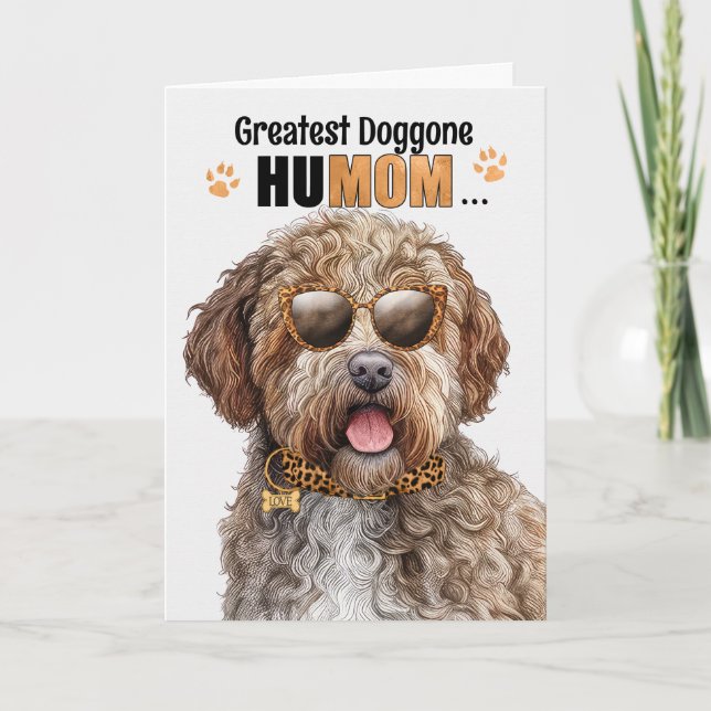 Lagotto Romagnolo Dog Best HuMOM Ever Mother's Day Holiday Card (Front)