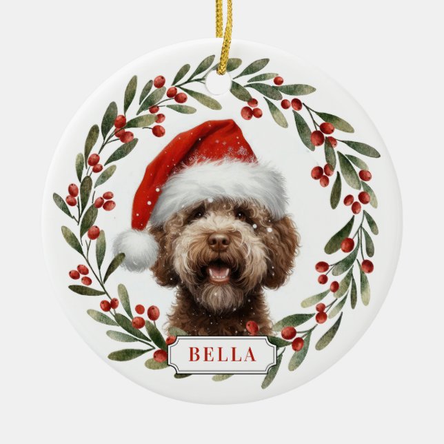 Lagotto Romagnolo Dog Ceramic Circle Ornament (Front)