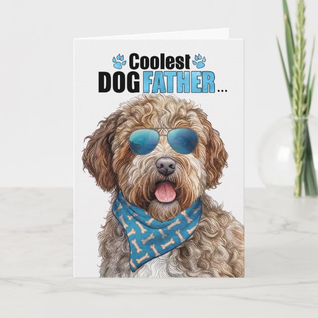 Lagotto Romagnolo Dog Coolest Dad Father's Day Holiday Card (Front)