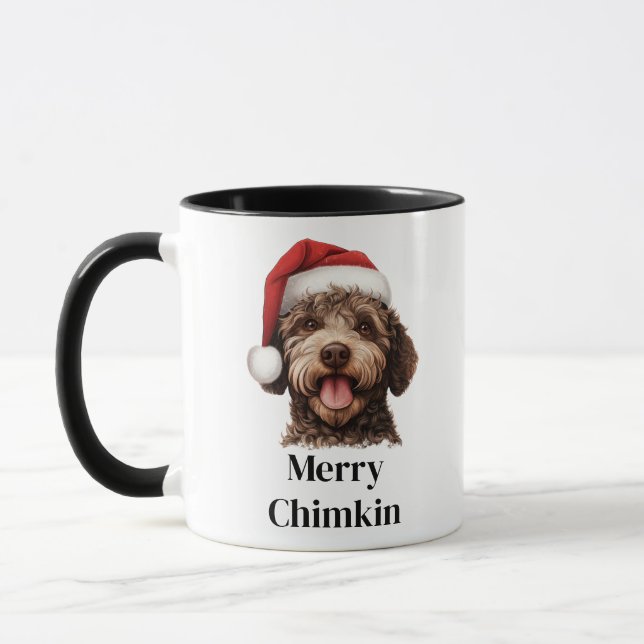 Lagotto Romagnolo Dog Santa Hat Christmas Mug (Left)