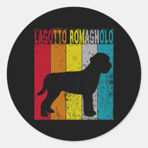 Lagotto Romagnolo Dog Vintage Retro Style Men Wome Classic Round Sticker