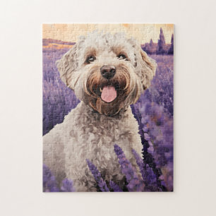 Lagotto Romagnolo in Lavender field Jigsaw Puzzle