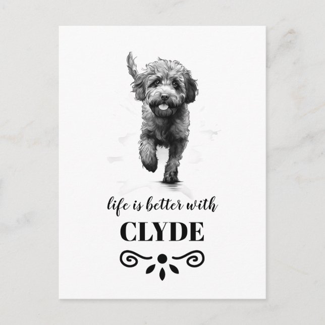 Lagotto Romagnolo Life is better Custom Dog Name Postcard (Front)