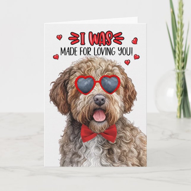 Lagotto Romagnolo Made for Loving You Valentine Holiday Card (Front)
