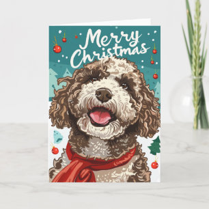 Lagotto Romagnolo Merry Christmas Personalised Holiday Card