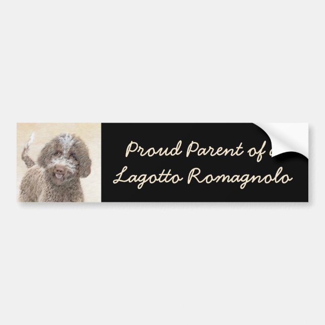 Lagotto Romagnolo Painting - Cute Original Dog Art Bumper Sticker (Front)
