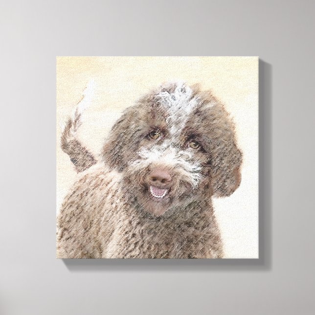Lagotto Romagnolo Painting - Cute Original Dog Art Canvas Print (Front)