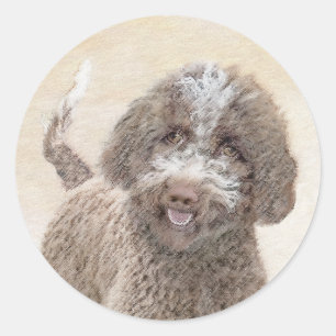 Lagotto Romagnolo Painting - Cute Original Dog Art Classic Round Sticker