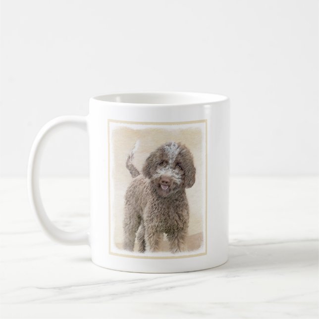 Lagotto Romagnolo Painting - Cute Original Dog Art Coffee Mug (Left)