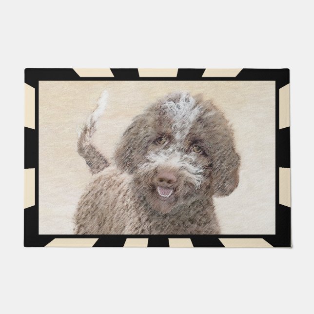 Lagotto Romagnolo Painting - Cute Original Dog Art Doormat (Front)