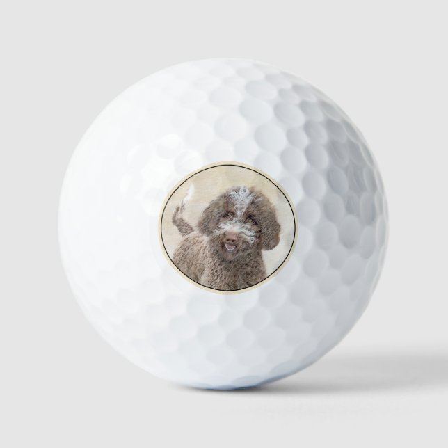 Lagotto Romagnolo Painting - Cute Original Dog Art Golf Balls (Front)